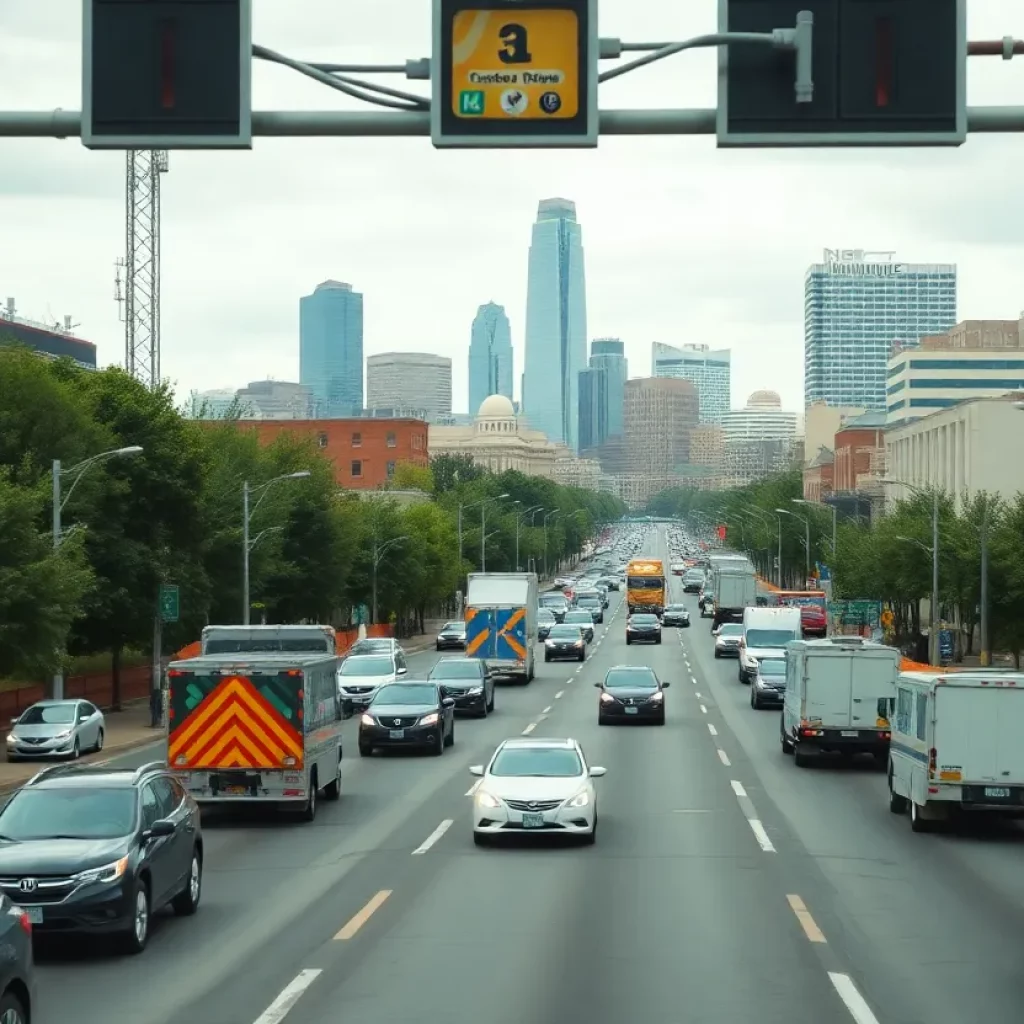 Busy street in Charlotte with traffic congestion and construction activity