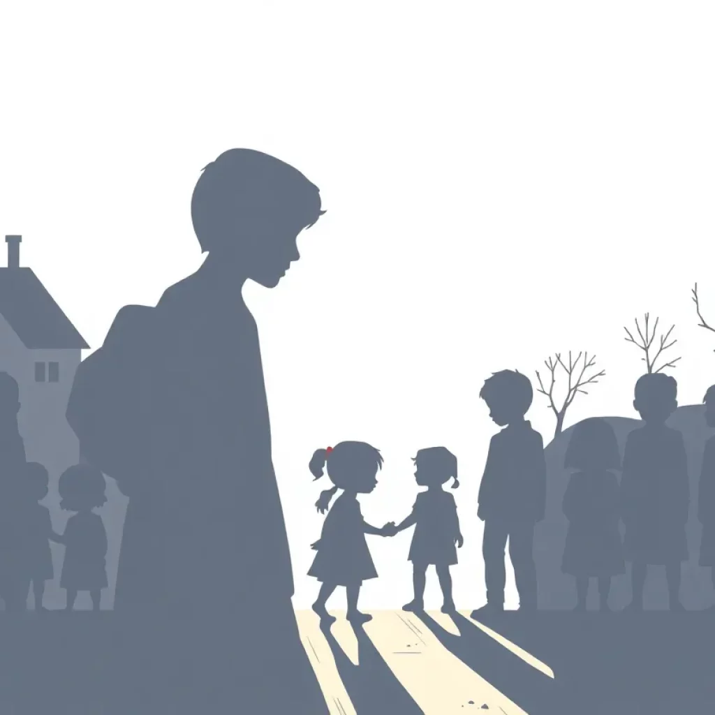 Illustration showing a concerned community regarding child safety issues