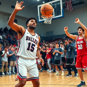 Fans celebrating a basketball transfer announcement