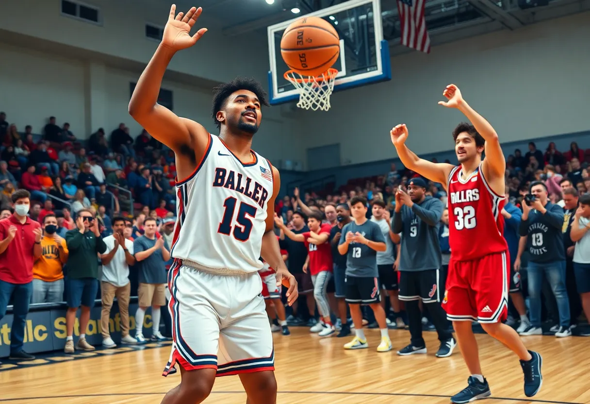 Fans celebrating a basketball transfer announcement