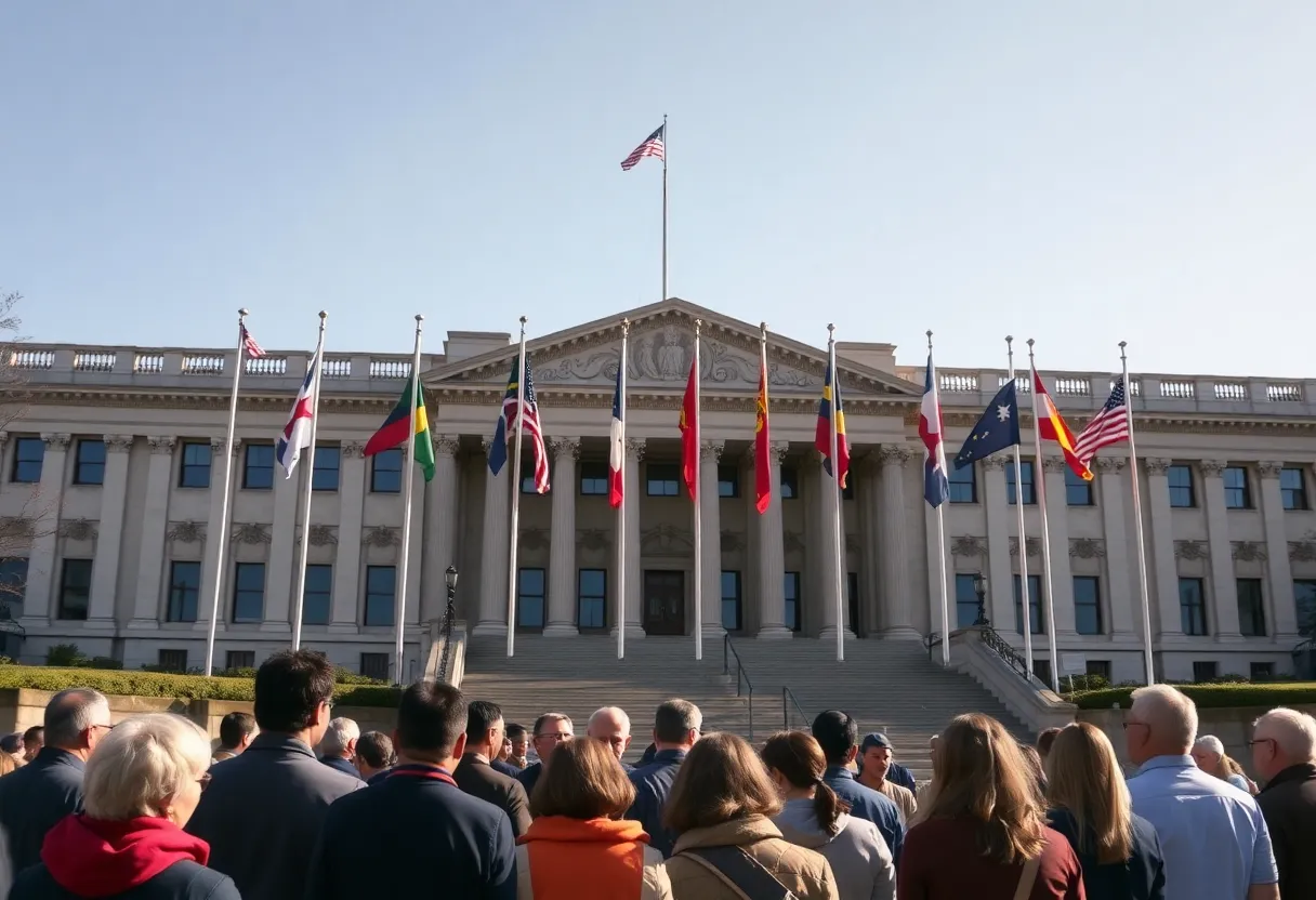 Legislative building representing new immigration policies