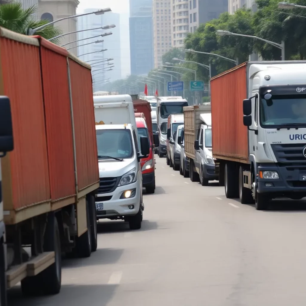 Trucks parked illegally on a Charlotte street causing visibility issues