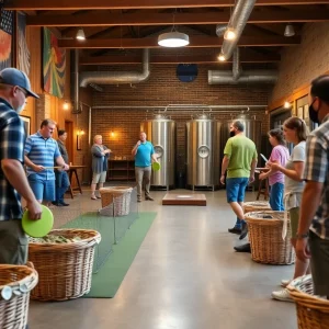 Players participating in indoor putting leagues at a local brewery in Charlotte