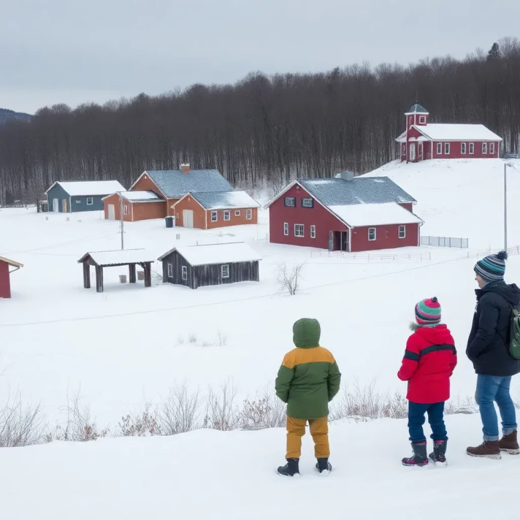 Snow-covered North Carolina school during winter storm