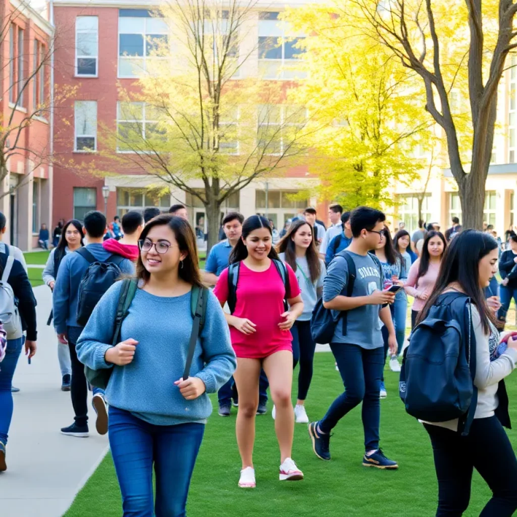 Students engaged in activities at UNC Charlotte campus