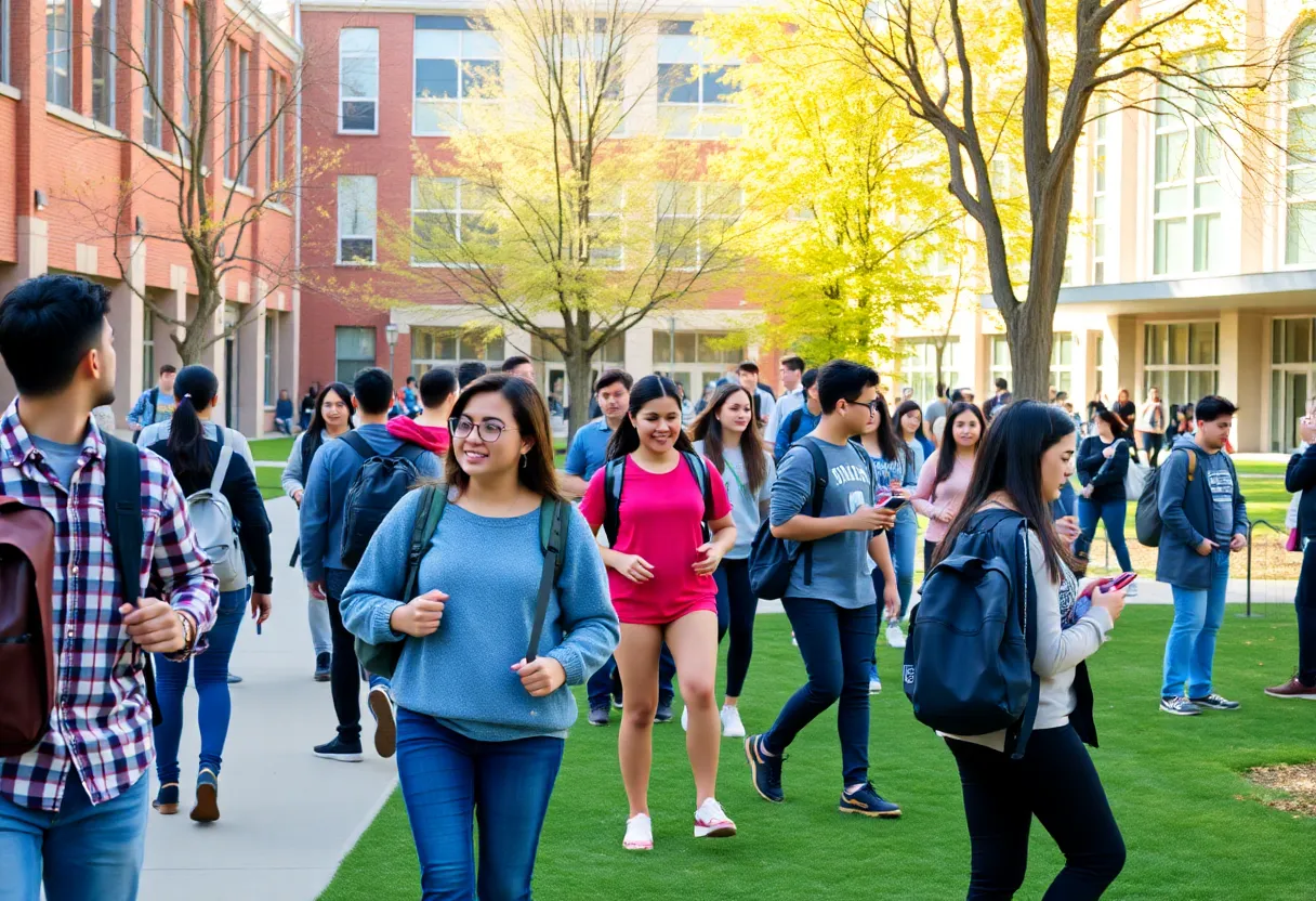 Students engaged in activities at UNC Charlotte campus