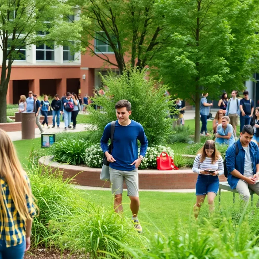 Students studying on the campus of UNC Charlotte