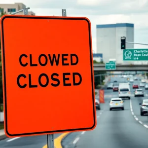 Construction signs on West Boulevard indicating road closure