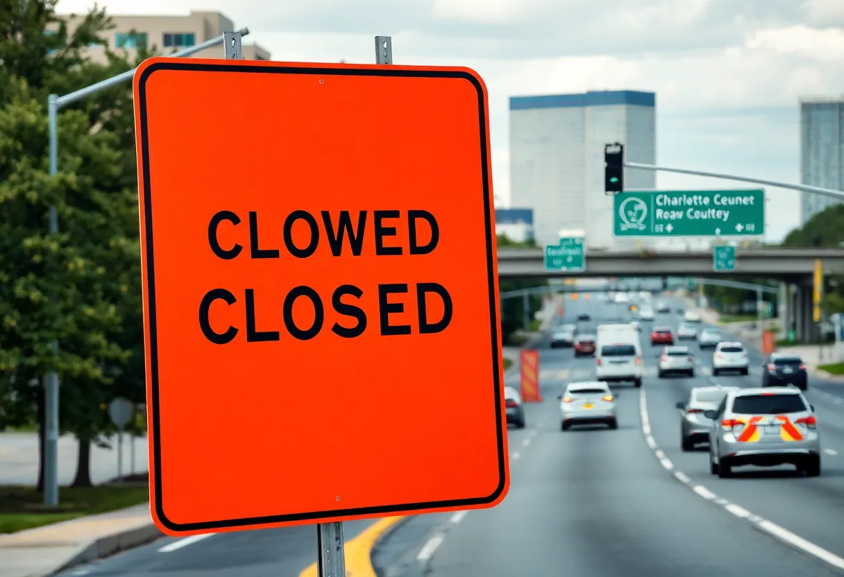 Construction signs on West Boulevard indicating road closure